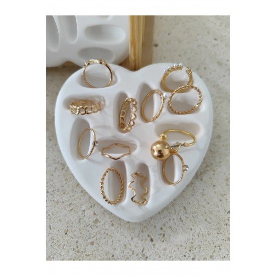 Pinterest Taş Tozu Kalp Şekilli Yüzük ve Aksesuar Standı - 1 Adet