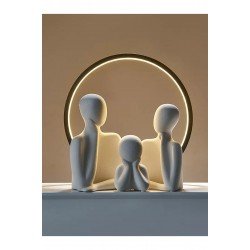 Üçlü Aile Dekoratif Beton Heykel Obje Biblo