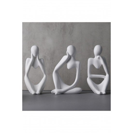 Üçlü Düşünen Kadın Figür Heykel 13 Cm