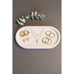 Takı Tabağı Dekoratif Bohem Takılık Organizer Düzenleyici Beton Tepsi Beyaz