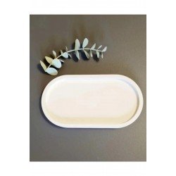 Takı Tabağı Dekoratif Bohem Takılık Organizer Düzenleyici Beton Tepsi Beyaz