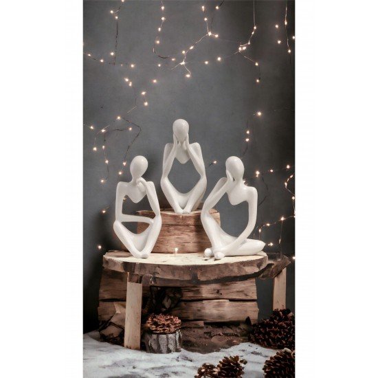 Üçlü Düşünen Kadın Figür Heykel 13 Cm