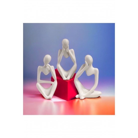 Üçlü Düşünen Kadın Figür Heykel 13 Cm