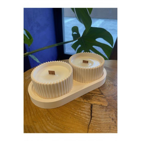 Dekoratif Hediyelik Uçuk Pembe Renk Sunum Atlığı Ve Kase Pinterest 3 Parça Set, Hediyelik Mum