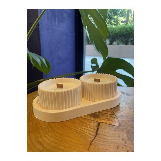 Dekoratif Hediyelik Uçuk Pembe Renk Sunum Atlığı Ve Kase Pinterest 3 Parça Set, Hediyelik Mum