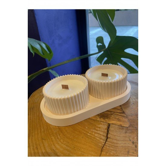 Dekoratif Hediyelik Uçuk Pembe Renk Sunum Atlığı Ve Kase Pinterest 3 Parça Set, Hediyelik Mum