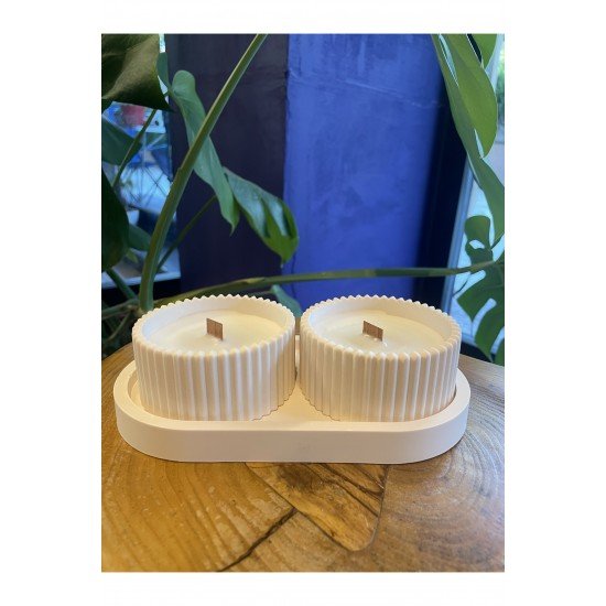 Dekoratif Hediyelik Uçuk Pembe Renk Sunum Atlığı Ve Kase Pinterest 3 Parça Set, Hediyelik Mum