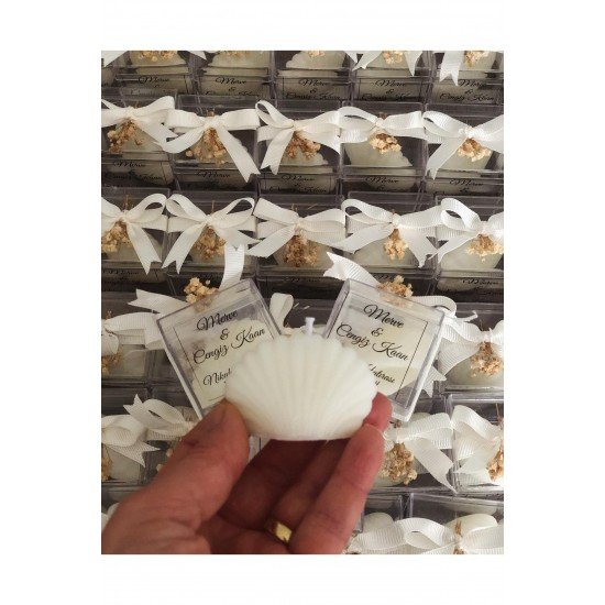 İstiridye mum süslemeli söz,nişan,nikah,sünnet,kına,baby shower - 10 adet