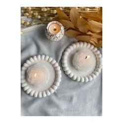 2'li Şakayık Mum ve Buble 2'li Dekoratif Tabak