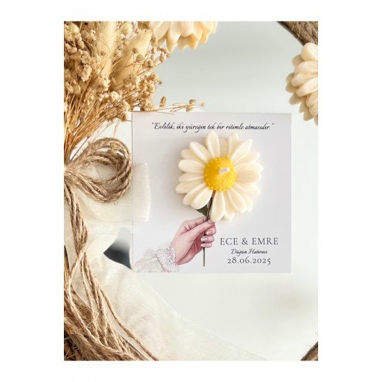 10 Adet Özel Tasarlanmış Kart Ve Mum. Düğün, Nişan, Nikah, Söz, Doğum Günü, Nikah Şekeri Hediyelik