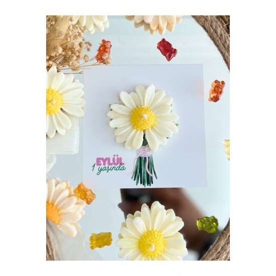 20 Adet Özel Tasarlanmış Kart Ve Papatya Mum. Düğün,nişan,nikah, Söz, Doğum Günü, Nikah Hediyelik