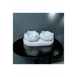 3lü set Lotus çiçeği & oval organizer tabak & Tealight mumluk & dekor süs & alçı mumluk