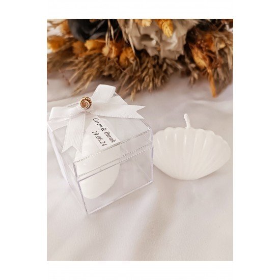 Söz, Nişan, Kına, Düğün, Mevlüt, Nikâh Şekeri Hediyelik Hatıra Kutulu İstiridye Mum 5 Adet