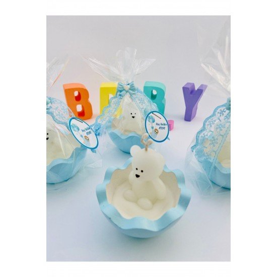 Bebek Hediyelik Ayıcıklı Mum,doğum Günü,diş Buğdayı,kırk Uçurma,baby Shower,kutlama (10 ADET)