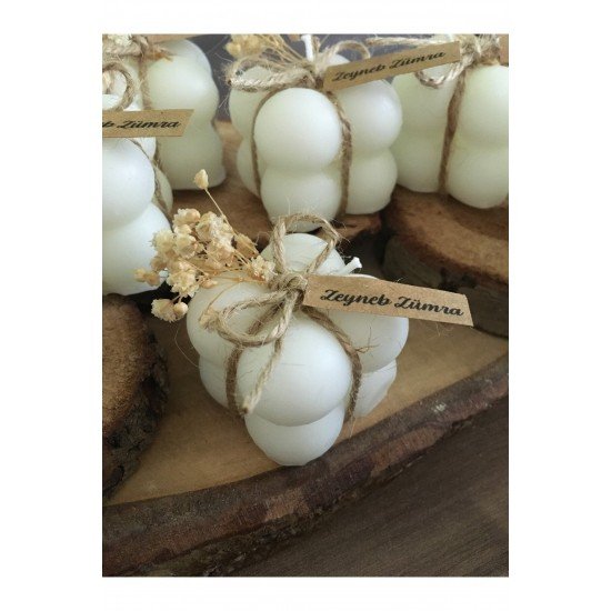 Çiçekli Bubble Mum Hediyelik Bubble Mum Nikah,düğün,nişan,davet,özel Gün Hediyeliği Adet