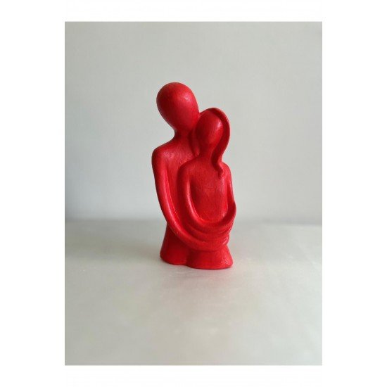 Sevgili Aşıklar Sarılmış Biblo Dekor biblo -Siyah Beyaz kırmızı 20 cm 3 Lü Set