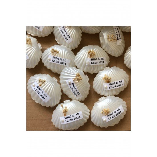 25 Adet Kişiye Özel İstiridye Mum Hediyelik, Nişan, Düğün , Doğum Günü, Kına, Bebek Mevlüdü