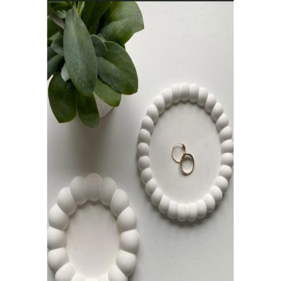 B&N Art Desıgn Bubble 2’li Dekoratif Beton Tabak Takı Tabağı Bardak Altlığı