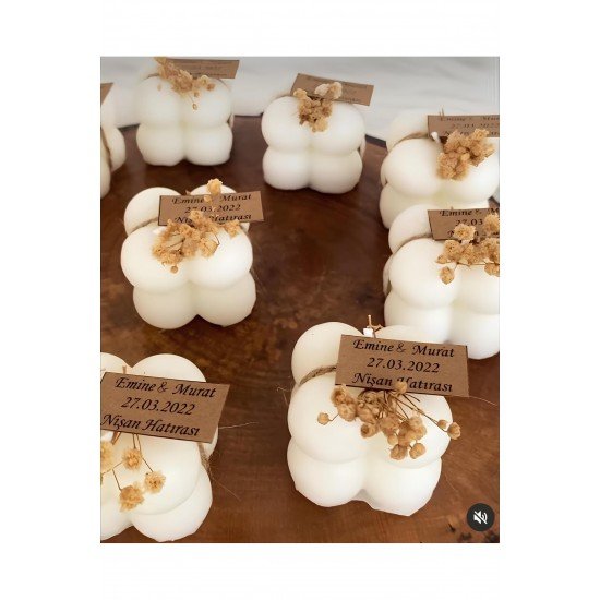 Pinterest Söz, Nişan, Nikah, Kına, Düğün, Mevlüt Hatırası Hediyelik Bubble Şeklinde Mum, 20 Adet