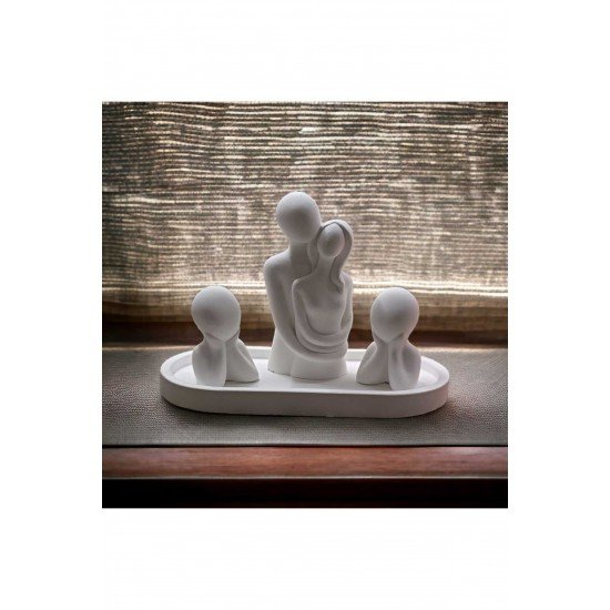 4'lü set Oval tepsi & sarılan çift & 2 çocuk