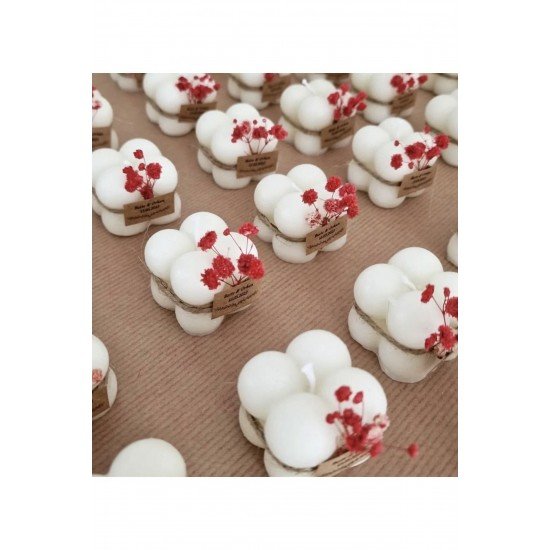 20 Adet Çiçek Süslemeli Hediyelik Bubble Mum