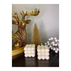 2'li Pinterest Bubble Dekoratif Krem Mum