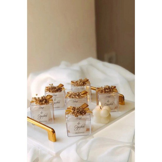 Düğün/nişan/söz/sünnnet/kına Hediyelikleri / Özel Düğün Lüks Mini Çiçekli Bubble Mum - 10 Adet