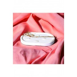 Beyaz Stant Sunumluk | Oval Dekoratif Bohem Tabak