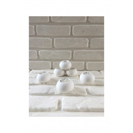 Dekoratif Yuvarlak Beton 6'lı Mumluk Seti Boyasız 4,5*7 Cm Ks-set29
