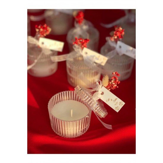 Söz- Nişan Hediyelik Mika Kutu Kırmızı Cipsolu Mum 50’li