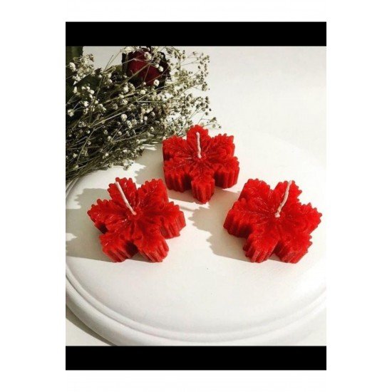 Kırmızı Kar Tanesi Yılbaşı Özel Dekoratif Soyalı Mum (1Adet)