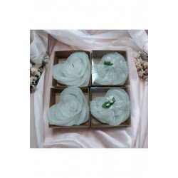 6 adet süslenmiş büyük kalpgül mum nişan nikah söz düğün doğum