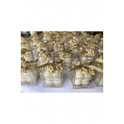 Şeffaf Etiketli Mika Kutulu Hediyelik Mumluk Mum Söz Nişa N Hediyeliği Nikah Şekeri (15 ADET)