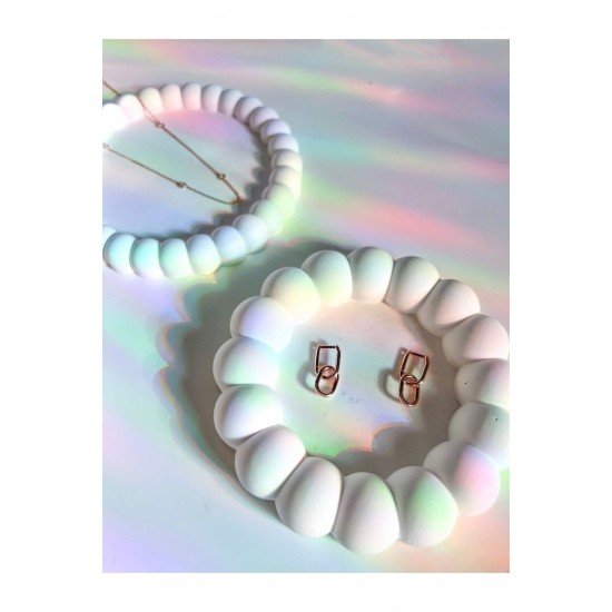 Bubble beyaz dekoratif 2li takı tabağı kase bardak altlığı