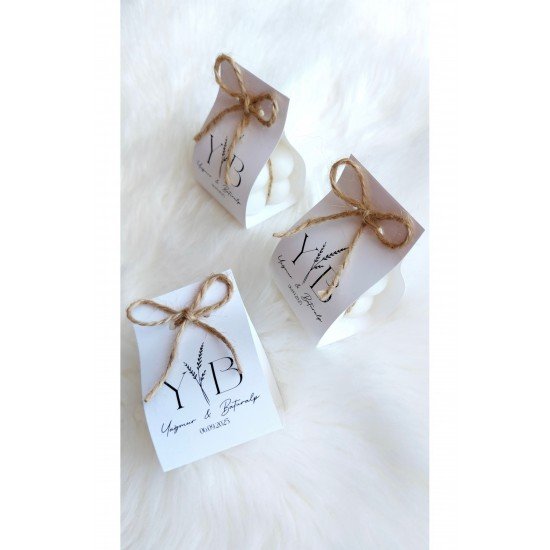 25 Adet Pinterest Kartlı Jüt İpli Bubble Mum Hediyelik, Nişan, Söz, Nikah, Doğum Günü, Kına