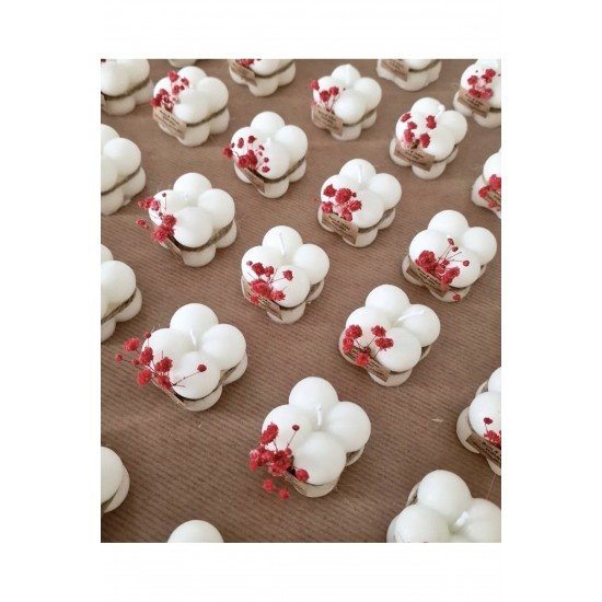 20 Adet Çiçek Süslemeli Hediyelik Bubble Mum