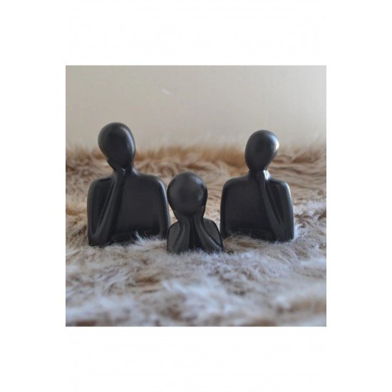Aile biblo figür heykel 3lu set siyah
