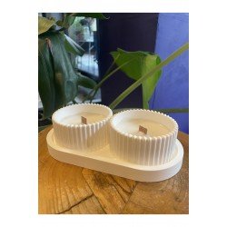 Dekoratif Hediyelik Sunum Atlığı Ve Kase Soya Mumu 3 Parça Set, Hediyelik Mum