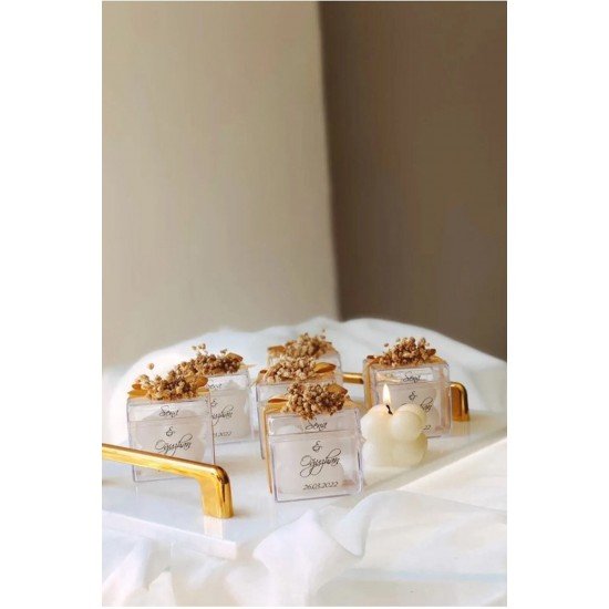 Düğün/nişan/söz/sünnnet/kına Hediyelikleri / Özel Düğün Lüks Mini Çiçekli Bubble Mum - 10 Adet