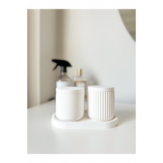 Pinterest Dekoratif Dikey Çizgili 3'lü Set , Banyo Seti