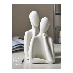 Kadın Erkek Dekoratif Obje Heykel Biblo Beyaz