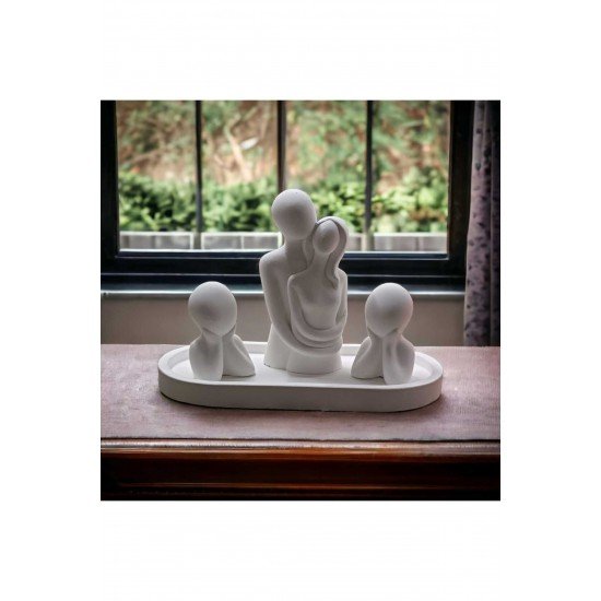 4'lü set Oval tepsi & sarılan çift & 2 çocuk