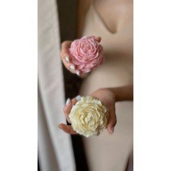 Pembe - Sarı 2 Adet Şakayık Dekoratif Model Kokulu Vegan Soya Mum