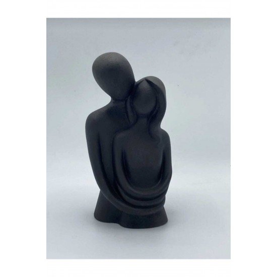 Blue Avm Kadın Erkek Siyah Sarılan Sevgili Aşıklar Dekoratif Obje Ve Biblo Taş Heykel