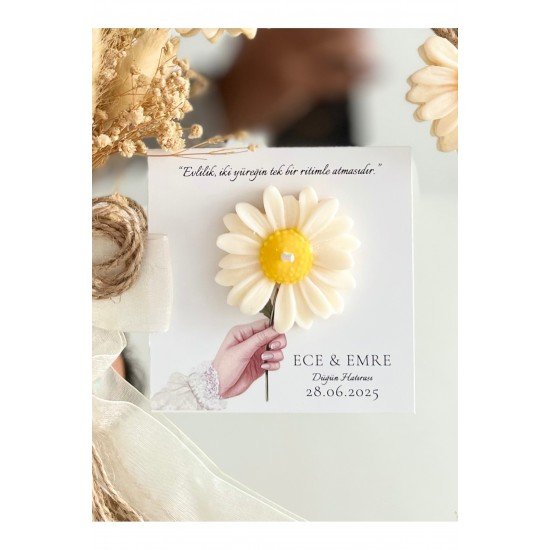 10 Adet Özel Tasarlanmış Kart Ve Mum. Düğün, Nişan, Nikah, Söz, Doğum Günü, Nikah Şekeri Hediyelik