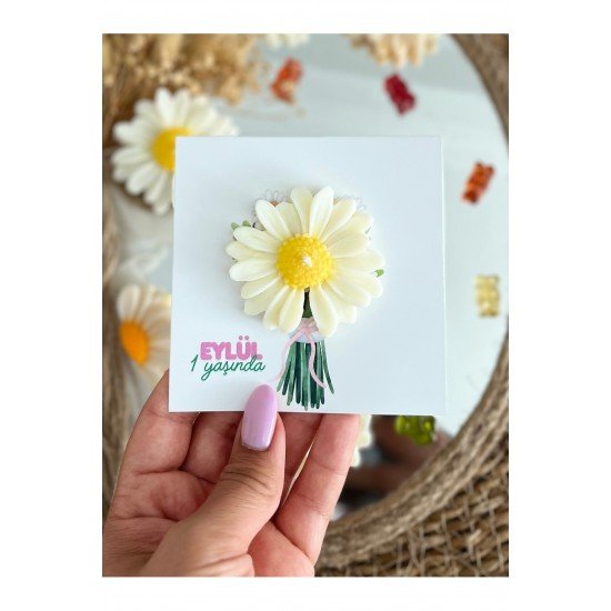 20 Adet Özel Tasarlanmış Kart Ve Papatya Mum. Düğün,nişan,nikah, Söz, Doğum Günü, Nikah Hediyelik