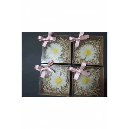 20 Adet Pinterest Süslemeli Kutulu Papatya Mum, Nikah Şekeri, Doğum, Bebek mevlüdi, Baby Shower