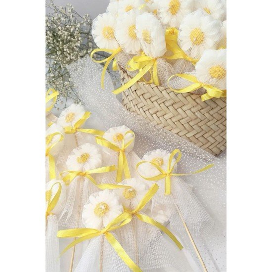 Pinterest 20 Adet Süslemeli Papatya Mum, Nikah Şekeri, Doğum, Sünnet, Düğün Nişan Söz, Kına, Hediye