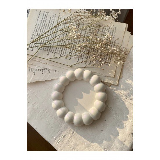 Sedefli Bubble Dekoratif Beton Tabak Bardak Altlığı Takı Tabağı