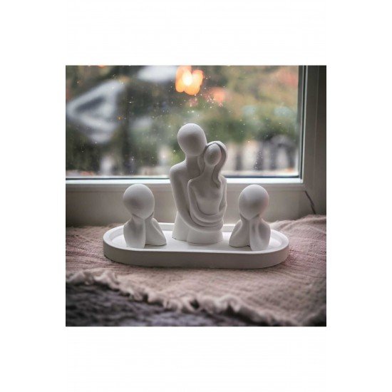 4'lü set Oval tepsi & sarılan çift & 2 çocuk